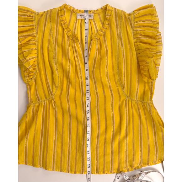 Apiece Apart Maria Del Mar Top in Yellow Metallic Stripe Size 4 - Picture 10 of 12